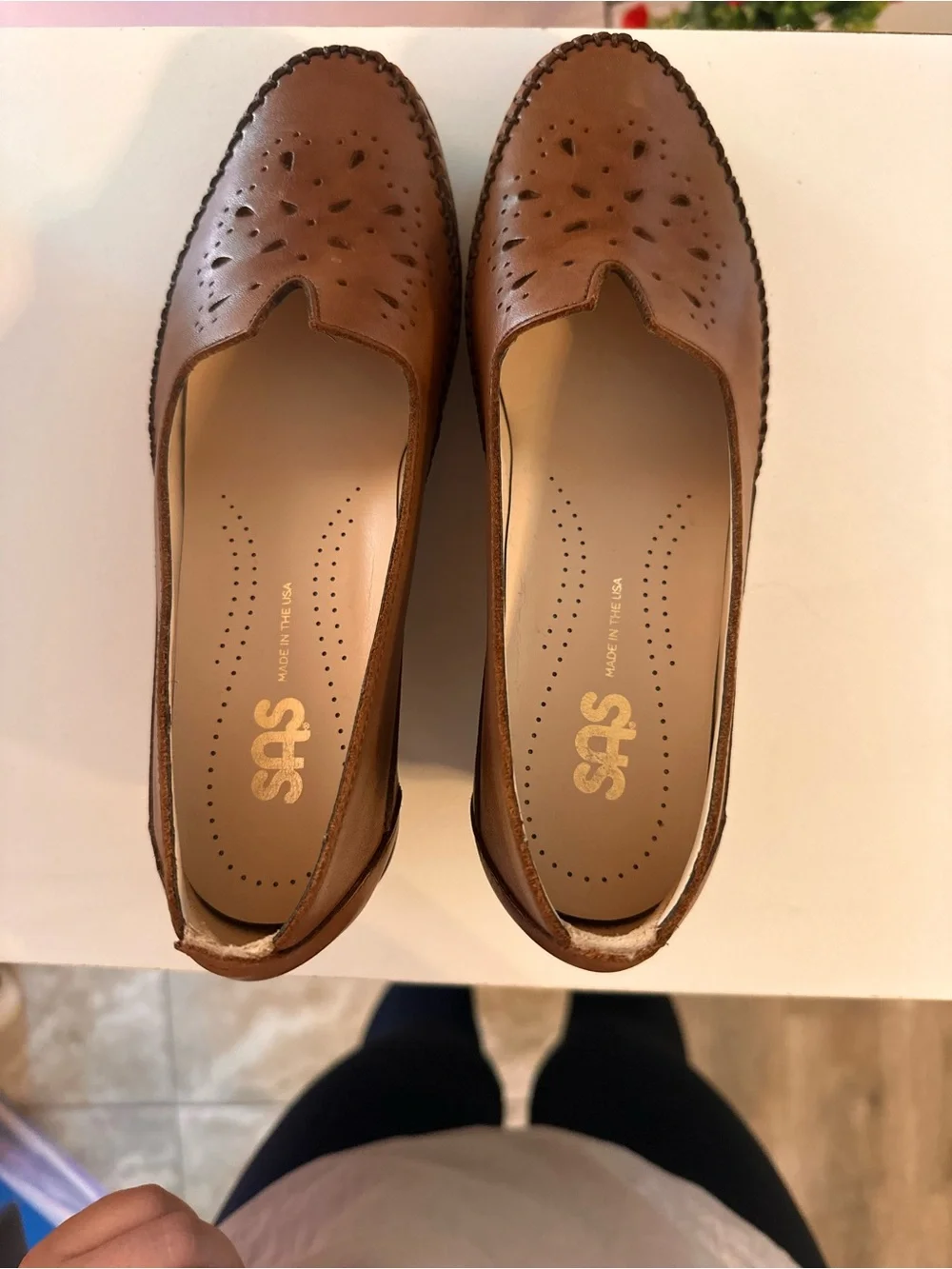 SAS Women's Perforated Leather Slip-On Loafers in Brown